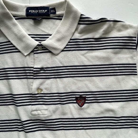 POLO GOLF Ralph Lauren Blue Striped Cotton Short Sleeve Polo Shirt Men’s XXL - Picture 3 of 7